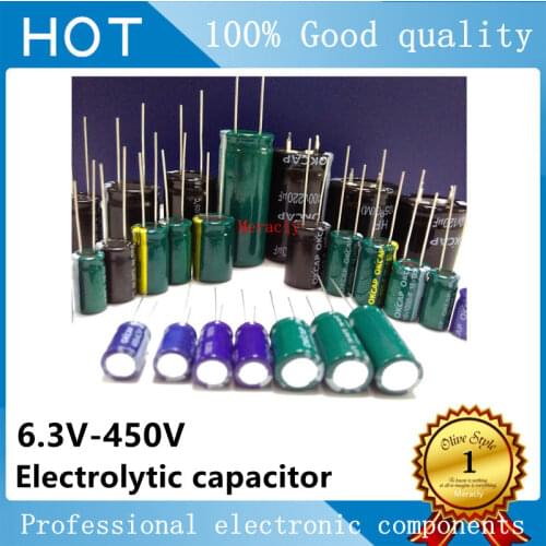 100PCS High frequency and low resistance 6.3V 10 16 25 35 50 400 450V 22UF 47 100 220 330 470 680 1000 1500UF 2200 20