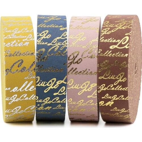 25mm Letters Gold Foil Layering Cloth Ribbons Fabric (5M Discontinuous)Bow-knot Crafts Home Packing Gift DIY,5Yc19404