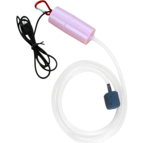 Aquarium Air Pump 1W Ultra-Quiet Fish Tank Bubbler Air Pump with Air Stone Mini USB Charging Oxygen Aerator Portable