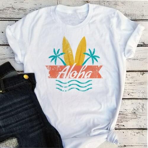 Aloha Hawaii Tshirt Summer Plus Size Women 2021 Fashion Clothing Girls Casual Harajuku Graphic T Shirts Graphic Tee White