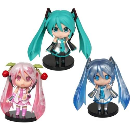 Anime Hatsune Miku 3 models of Q version of Figure articulated desk decorations child toys holiday gifts