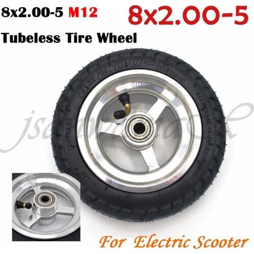 8x2.00-5 DIY tubeless wheel tyre with alloy hub ,bearing inner diameter 12mm for KUGOO S1 S3 Electric Adult Scooter