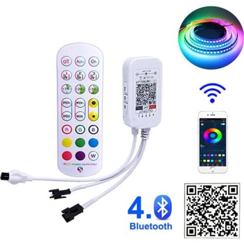 WS2812B Bluetooth Controller For Addressable LED Strip Light WS2811 Dream Color RGB LED Tape 24key IR Remote Music Controller