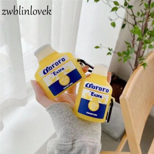 3D cartoon cute wine bottle wireless bluetooth earphone case for airpods 1/2 AirPods pro3 with hook keyring charging box