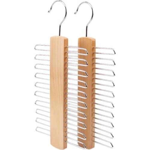 Wooden 20 Bar Tie Rack Hanger - Scarf, Belt, Accessory Organiser H58C