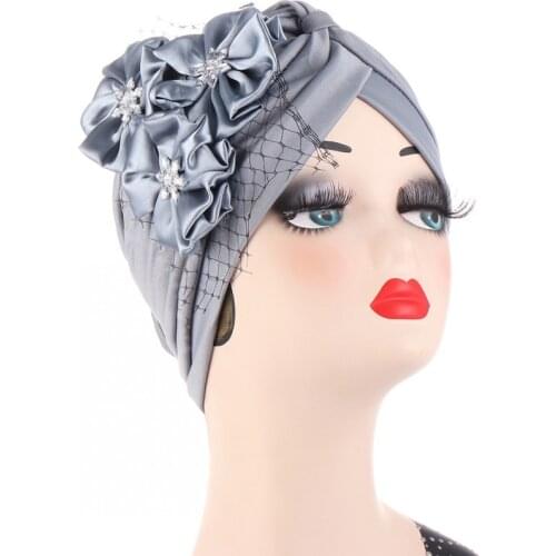 Muslim Turbans Hijab Cap Women Stick 3 Pcs Flower Solid Bandana Bonnet Fashion New Grid Islam Jalabiya Abayas Muslim Hijab Scarf