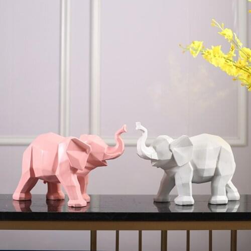 CREATIVE GEOMETRY ELEPHANT STATUE LUCKY HORSE ANIMAL ART SCULPTURE LUXURIOUS RESIN CRAFT MODERN HOME DECORATIONS ORNAMENT R4727