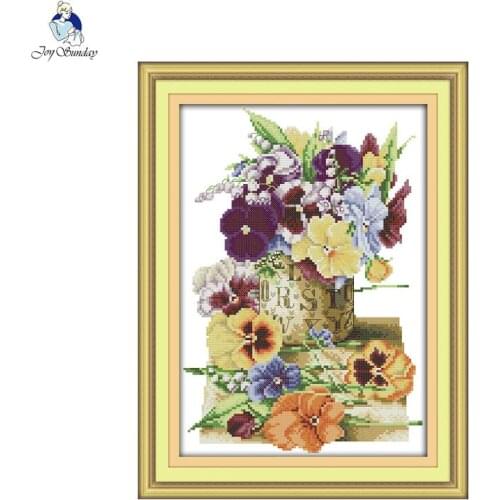 Joy Sunday the Pansy 2 Counted 11CT Printed Fabric 14CT Canvas DMC Chinese DIY Handwork Cross-stitch set Embroidery Needlework