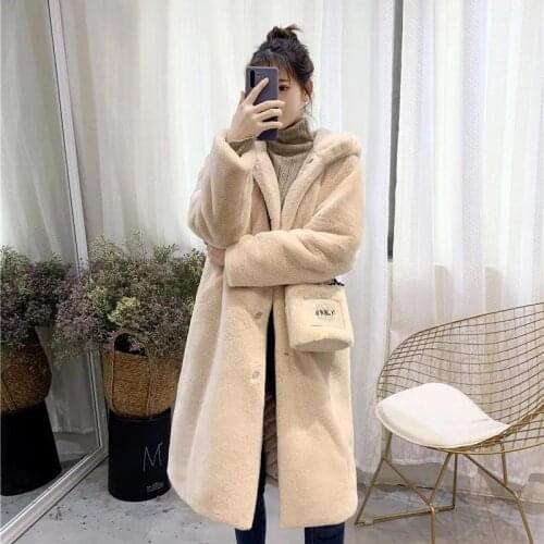 New Plus Size Womens Thick Winter Faux Fur Coat Casual Loose Overcoat Female Hooded Rabbit Fur Long Coats Women