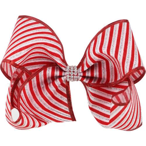 NEW organza Christmas Hair Bows High quality 7inch Large bowknot Wire locking process for Girls Hair Clips Kids Headwear 12pcs