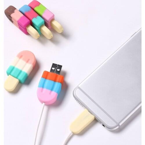NEW Silicone Cute ice cream cable organizer for iphone cable protector de cabo USB chager wire holder for Android TYPE-C Cable