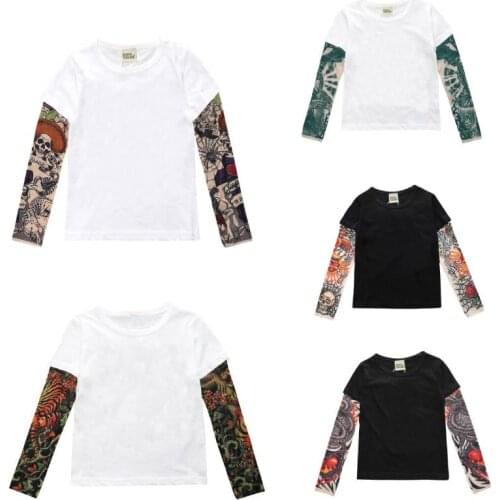 Boy Clothes Cotton T-shirt Long Sleeve Children Tee Shirts Novelty Tattoo Sleeve Baby Boys Tops Spring&autumn Kids Clothes