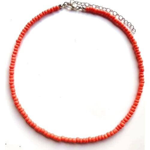 Simple Seed Beads Strand Necklace For Girl Beaded Short Necklace Muilticolor Chokers Necklace Gift For Summer