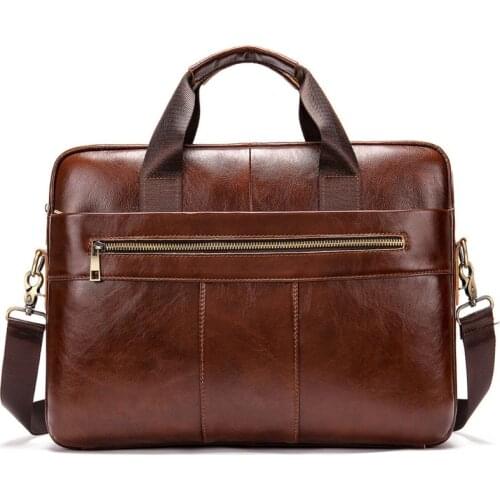 THINKTHENDO Mens Business Cases Shoulder Messenger Genuine Leather Briefcase Laptop Bag Handbag
