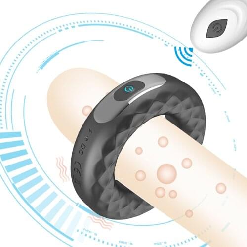 Silicone Cock Ring Vibrator Sex Toys for Men Vibrating Penis Ring Wireless Remote Control Delay Ejaculation 10 Modes Lock Ring