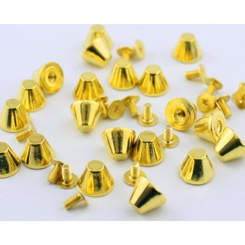 20pcs/lot Gold bucket rivet Screwback 10*8mm studs and spikes for clothes Punk Rock Metal Leathercrafts Accessory remaches cuero