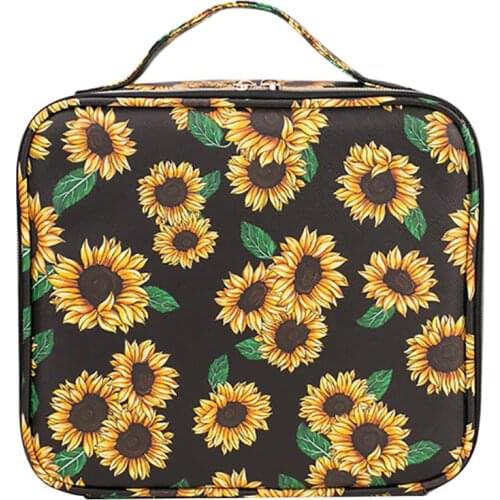 1pc Daisy Pattern Cosmetic Bag Waterproof Makeup Case Cosmetic Organizer Bag Toiletry Case For Women Girls Outdoor Travel