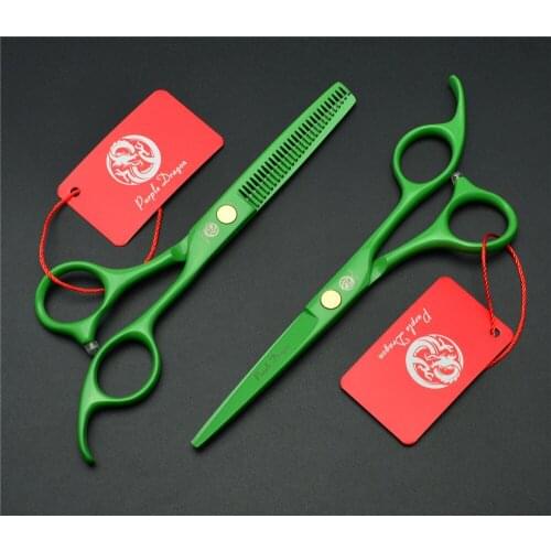 1023Z 5.5'' Purple Dragon Green Colour Factory Price Hairdressing Scissors 440C Cutting Scissors Thinning Shears Hair Scissors