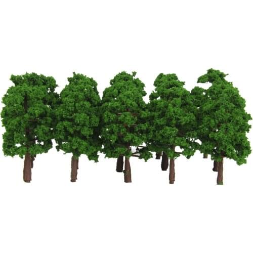 20PCS 1:150 Scale Plastic Model Trees Toys Train Railroad Scenery Play Decor Dark Green
