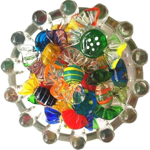 24pcs Crafts Decoration Ornament Sweets Assorted Murano Style Gift Figurines Glass Candy Party Vintage Colorful Festival Kids