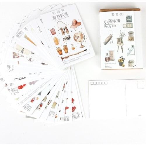 30 Sheets/Set Creative Petty Life series Postcard/Greeting Card/Message Card/Birthday Letter Envelope Gift Card Two sizes