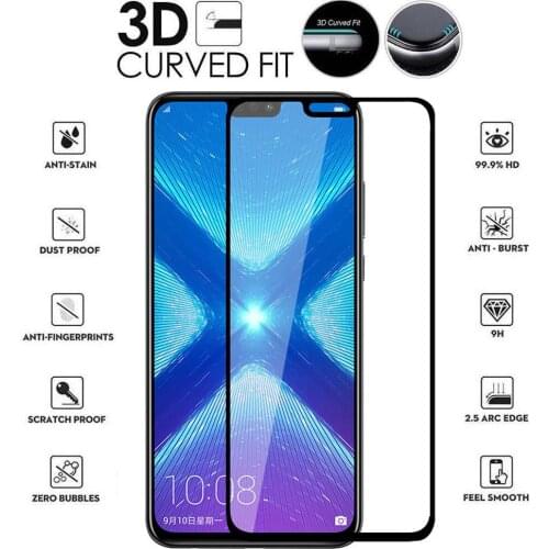 9H Anti-scratches 3D Tempered Glass Screen Protector Film for Huawei Honor 8X