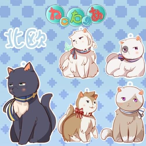 Animation Axis Power Hetalia world Wrinkle Neko So Cute Key Holder Keychain Double Print Keyrings Portachiavi Pendant