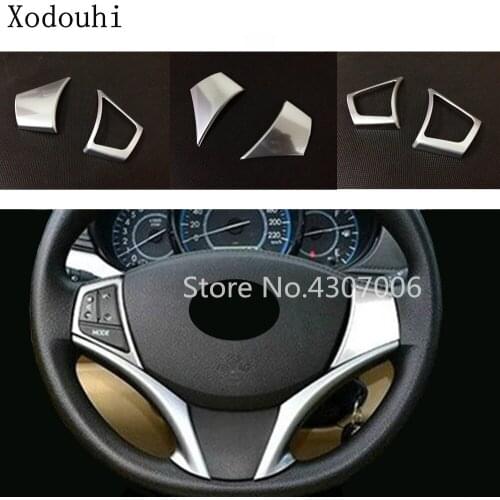 Car styling ABS matte stick Steering wheel Interior Kit Trim frame panel hood 2pcs For Toyota Vios/Yaris sedan 2014 2015 2016