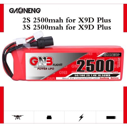 Gaoneng GNB 2S 2500MAH 5C 37.4V Lipo Battery Special Design for Frsky Taranis X9D Plus Transmitter Remote Controller Battery