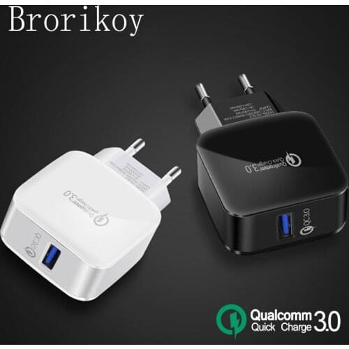 USB Fast Charger for Samsung S8 S9 Xiaomi Huawei Mate 20 P20 QC 3.0 Quick Charger Mobile phone Chargers EU US Plug 3.0A Adapter