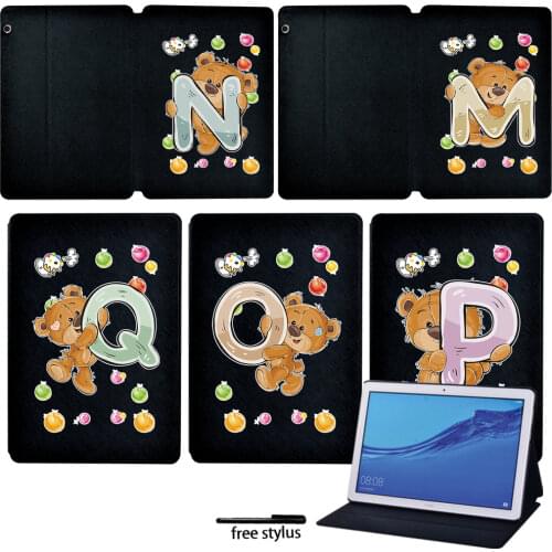 For Huawei MediaPad T5 10 10.1 Inch/M5 Lite 8 Flip Tablet Case for T3 10 9.6 Inch/T3 8.0 -letter Series Leather Stand Cover Case