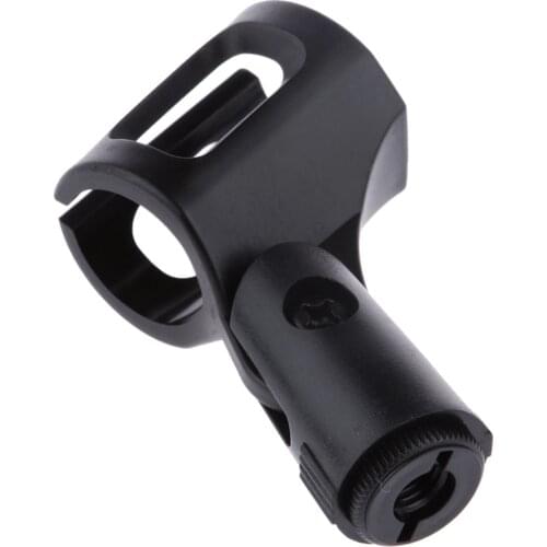 Black Plastic Wireless Microphone Holder Clip for Standard Wired Microphone Clip with flexible soft plastic construction
