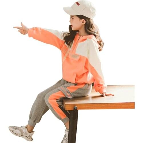Children Suit Girls Fashion Clothes Suit Spring Autumn Girls Casual Sports Sets Thin Long-sleeve Blouses + Pants Suit 4 -12 Y