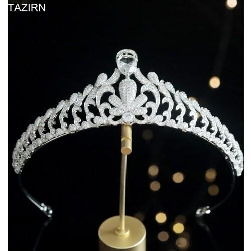 Crystal Tiaras CZ Crowns Zircon Women Headpiece Wedding Hair Accessories Drop-Shaped Headwear Bride Headdress