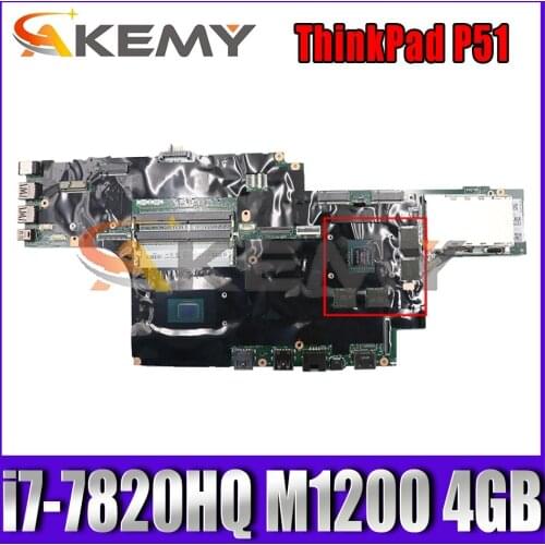 For Lenovo ThinkPad P51 laptop Mainboard with i7-7820HQ CPU M1200 4GB GPU tested 100% working FRU 01AV361 01AV362 01AV371