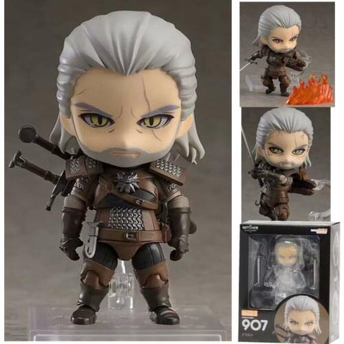 10CM Q version Witcher-ed 3 Wild Hunt 907 # Geralt White Wolf Geralt PVC Action Figures Model Toys Gift Doll