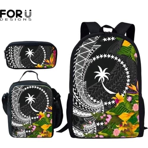 FORUDESIGNS 3pcs Backpack for Women Chuuk And Polynesian Floral Design 2021 Hot Sale Large Capacity Schoolbags Kids Mini Mochila