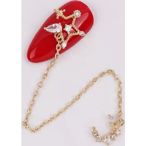 5pcs hotsale zircon drill series metal Nail art jewelry nails decorations Manicure alloy zircon chain accessory nail art Charms