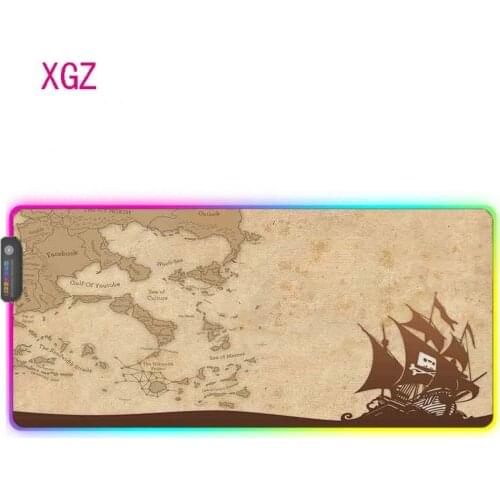 XGZ Ship Sea Map Anime RGB Gaming Mouse Pad Anime Big Mouse Pad USB Backlight Rainbow LED Computer Keyboard Desk Pad