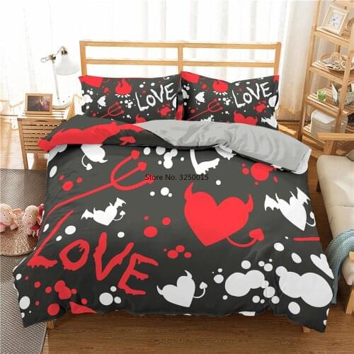 Valentines Day 3D Love Bedding Set Stylish Aned Comfortable Polyester Pillowcase Duvet Cover Quilt Cover Twin Queen King Size