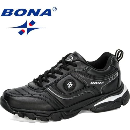 BONA 2020 New Style Action Leather Running Shoes Men Sports Shoes Athletic Training Jogging Sneakers Man Comfortable Zapatillas