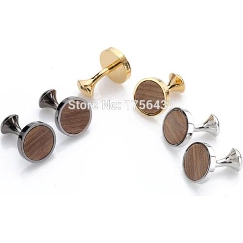 2016 Hot New Round Wood Cufflinks hedgehog sandalwood Cuff Links Wedding Best Mens Presents and Gifts for Men With Gift Box