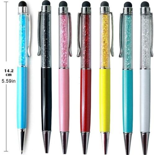 Metallic Crystal Pen Office Stationery School Supplies Pen Handwriting Capacitance Diamond Pencil Touch Screen Ball - Point Pen