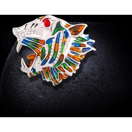 Fashion Tiger Head Brooch Colorful Drip Corsage Mens And Womens Clothing Accessories Banquet Jewelry Gifts