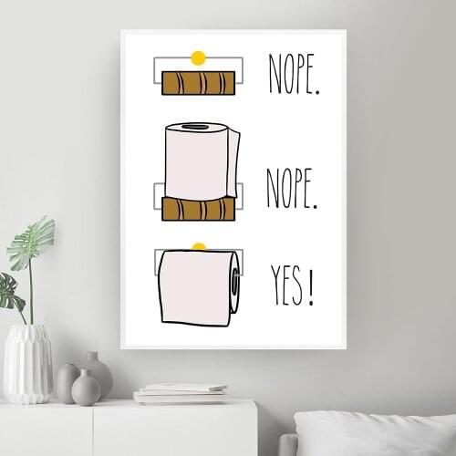 Nordic Modern Style Rolled Toilet Paper Canvas Painting Cartoon Funny Posters And Prints Wall Art Pictures For Living Room Decor