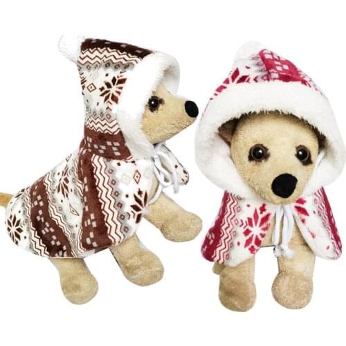 New Pet Dog Cat Clothes Cloak Snow Fleece Small Pet Cat and Dog Warm Shawl Christmas Theme Cat and Dog Clothing Puppy Clothes