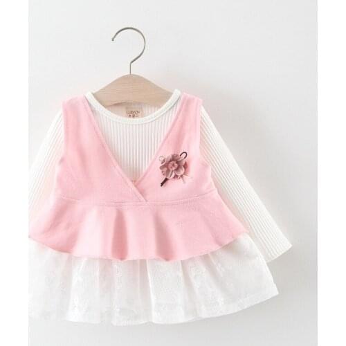 2019 Baby girls spring new sets children girls cute cotton Vest+ white long sleeve dress clothing set 1-2 Years