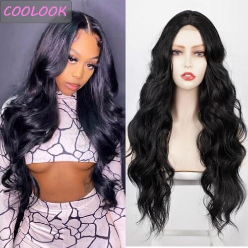 26''long Wavy Lace Wigs for Women Synthetic Body Wave Blonde Wig Heat Resistant Fibre Natural Wave Lace Front Wig Pink Fake Hair