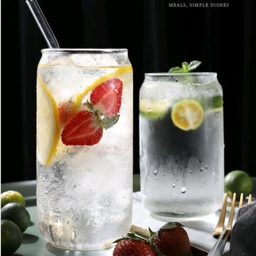 Nordic Style Simple and Creative Glass Cup 350/550ml Heat-Resisting Clear Coffee Mug Coke Can Juice Milk Drink Cup