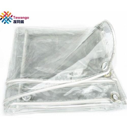 Tewango 99% Transparent Outdoor Soft PVC Rain Cover Waterproof Tarp Greenhouse Film Heavy Duty Rain Tarp 0.3mm Thickeness